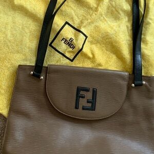 Fendi Tan and Black Shoulder Bag